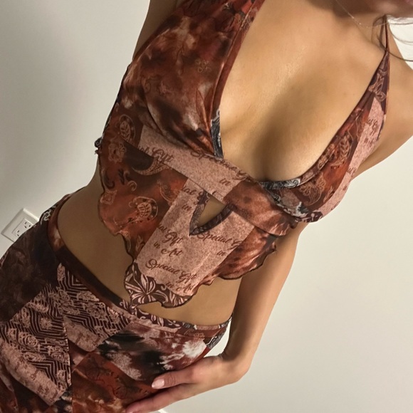 Brown and Black Patterned Top - Picture 3 of 5